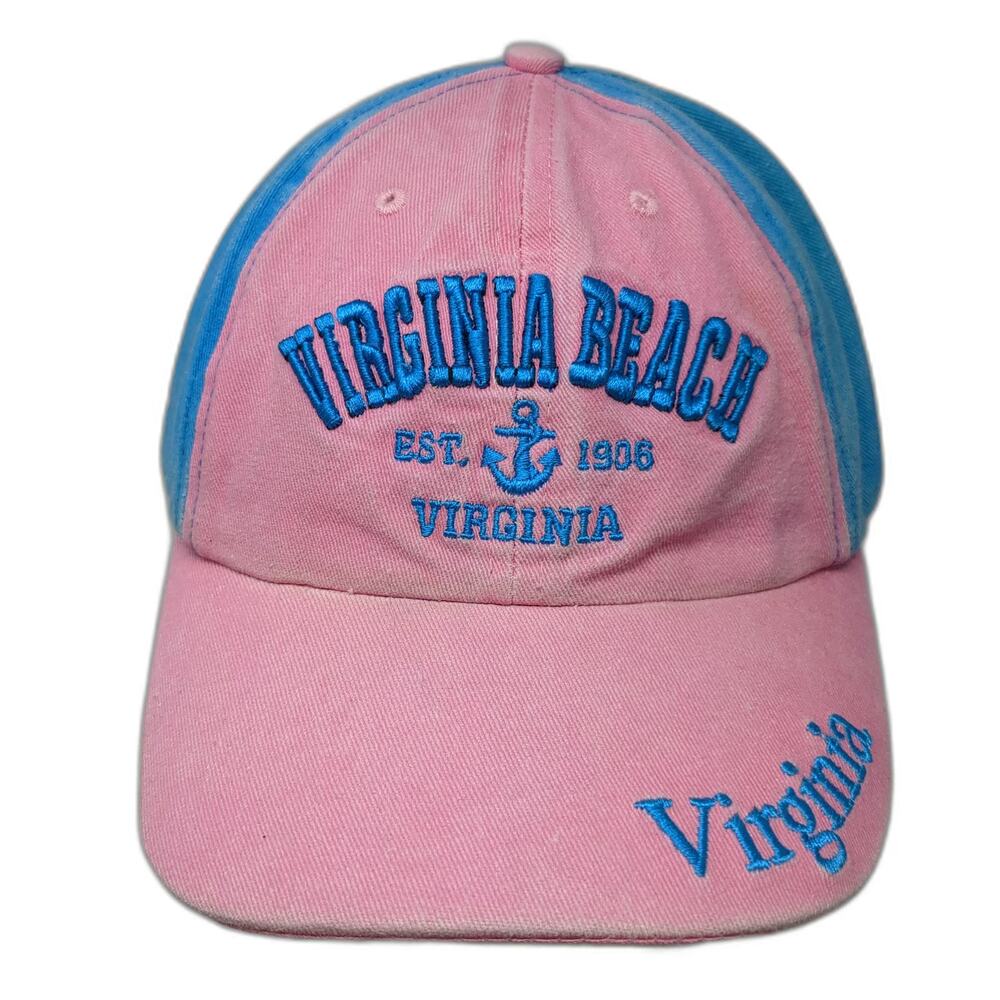 Lucky 7 Virginia Beach Pink Blue One Size Baseball Cap Anchor Strapback Hat Logo